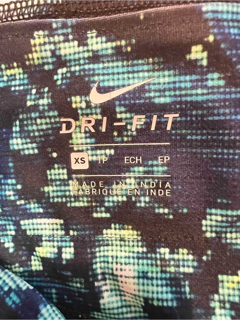 Nike Blue Teal Black Abstract Print Athletic Leggings Size XS - Picture 5 of 7